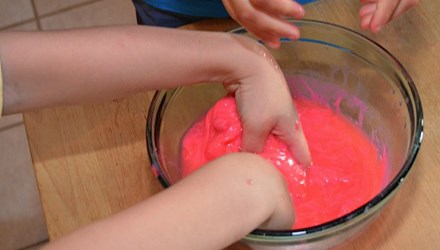 mixing slime together